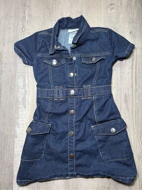 Rachel Zoe Navy Denim Button-Front Casual Dress